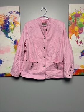 TanJay Pink Utility Jacket with Stand-Up Collar and Relaxed Fit